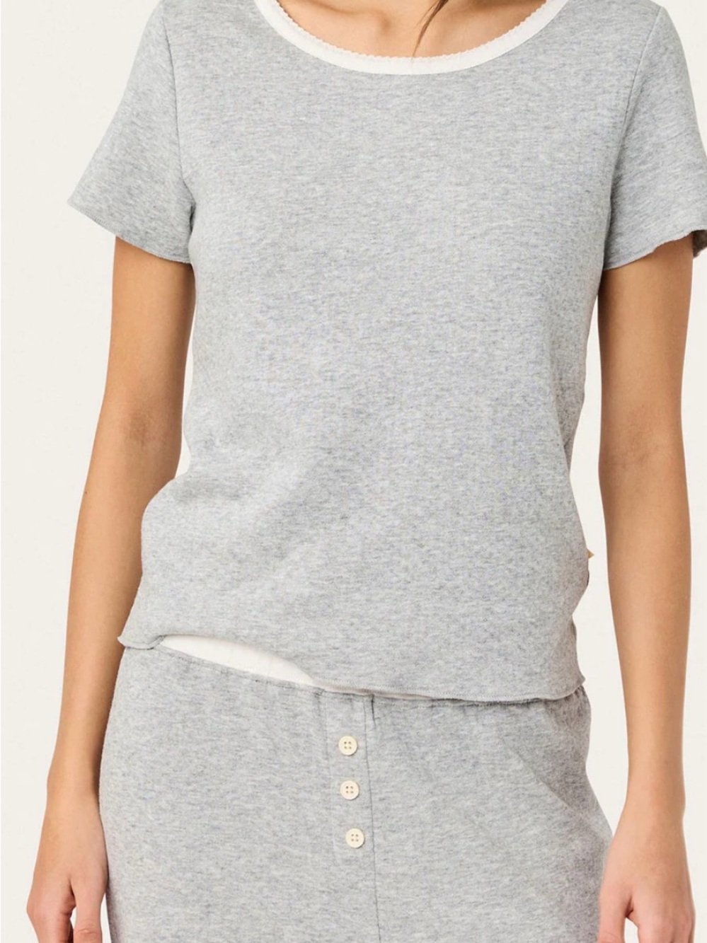 Baby Jean Tee In Heather Pointelle